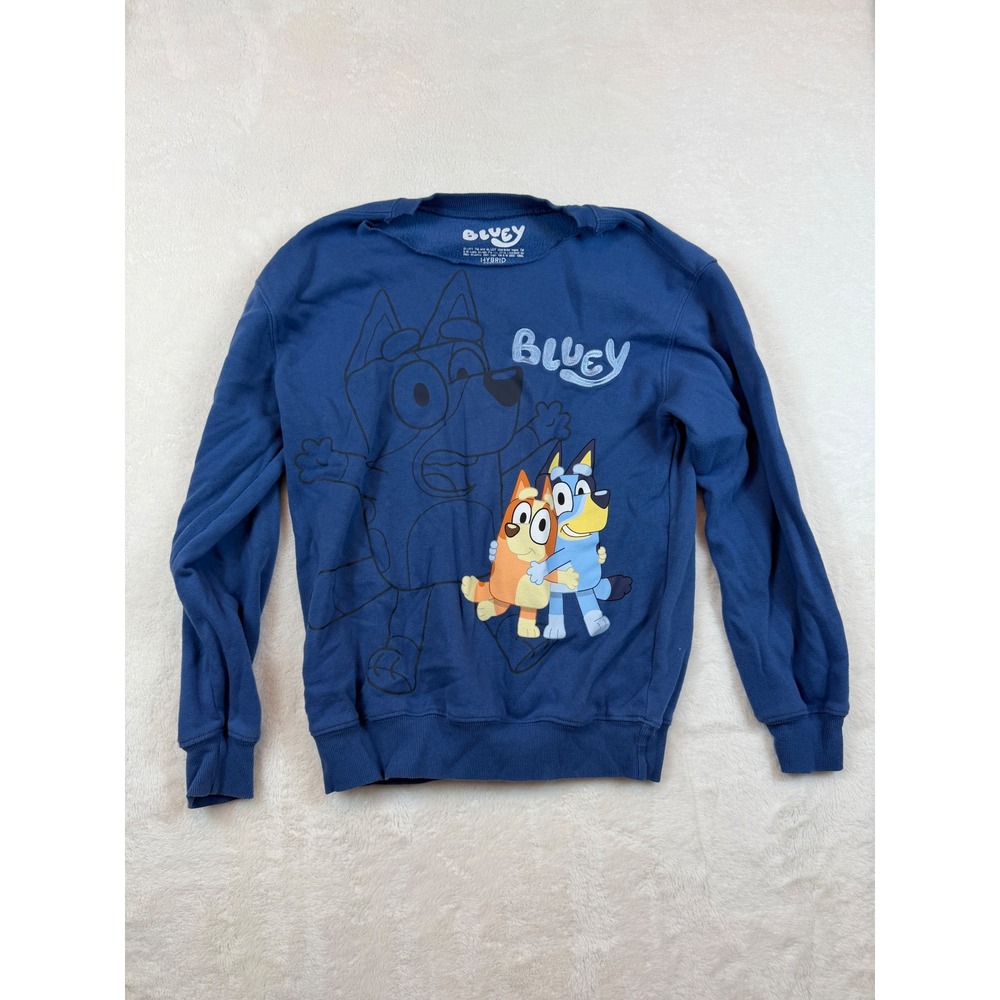 Bluey Bingo Graphic Sweatshirt Blue Fleece Pullover Hybrid Apparel XS Kids